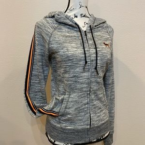 Pink Victoria’s Secret Hoodie Zip Sweatshirt Athleisure Top Heather Gray sz XS